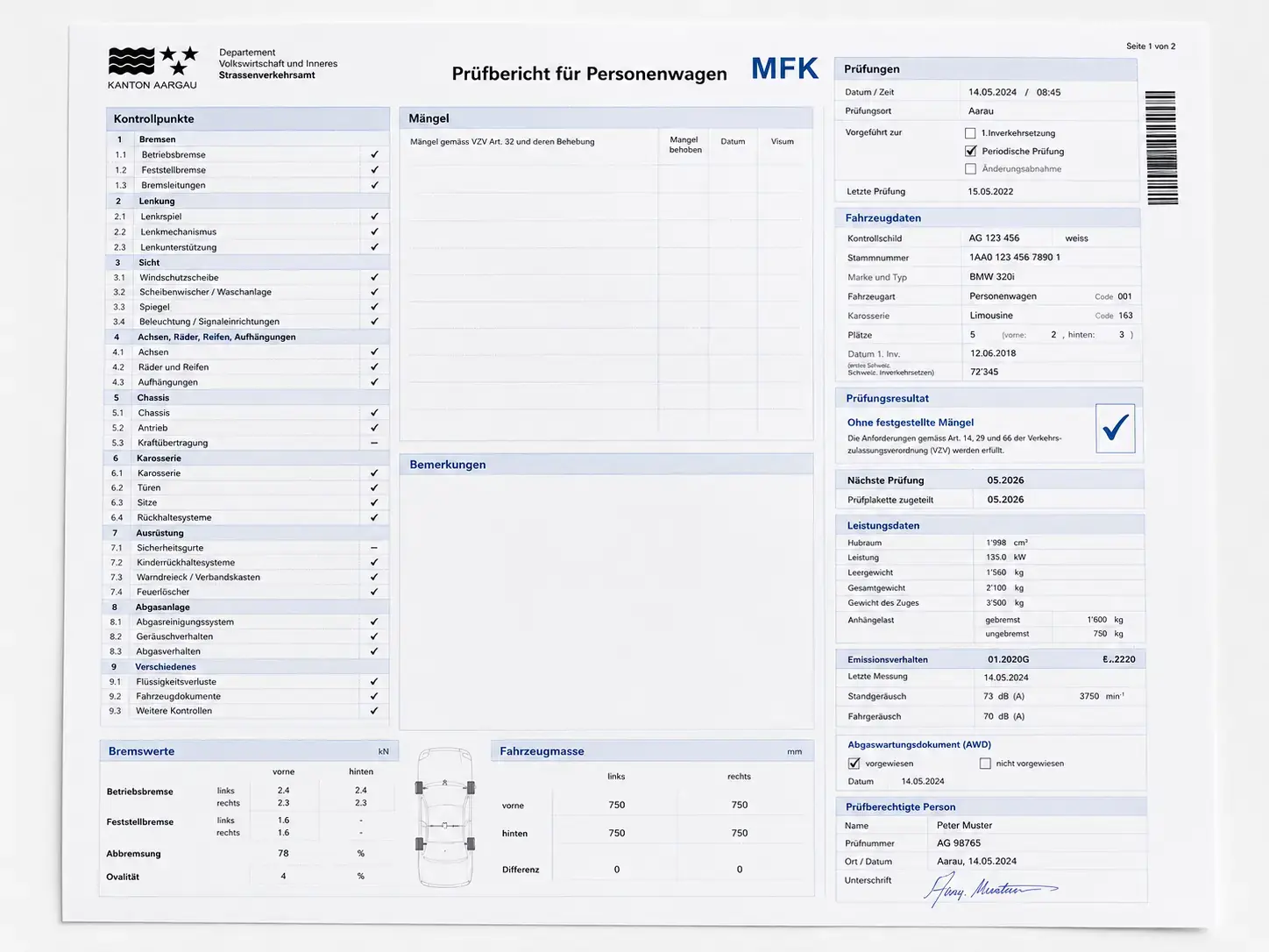 Prüfbericht zur MFK-Vorbereitung